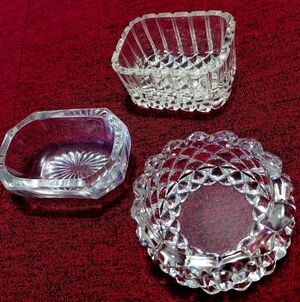 Set of 3 Clear Glass Master Salt Cellars /Trinket Dishes